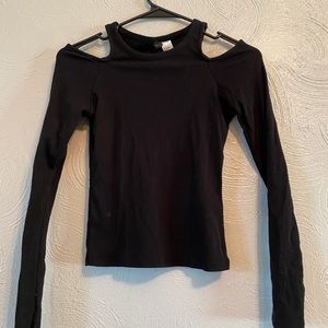 Fitted Open Shoulder Long Sleeve Top
